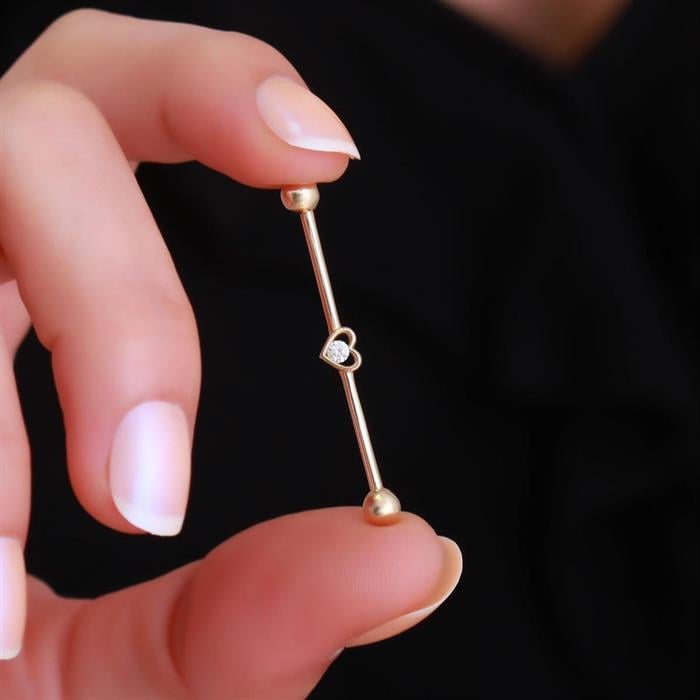 14 Ayar Altın Kalpli Industrial Piercing