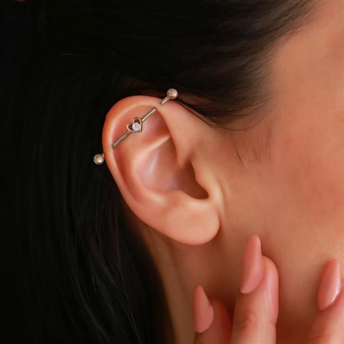 14 Ayar Altın Kalpli Industrial Piercing