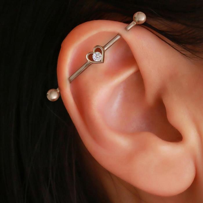 14 Ayar Altın Kalpli Industrial Piercing