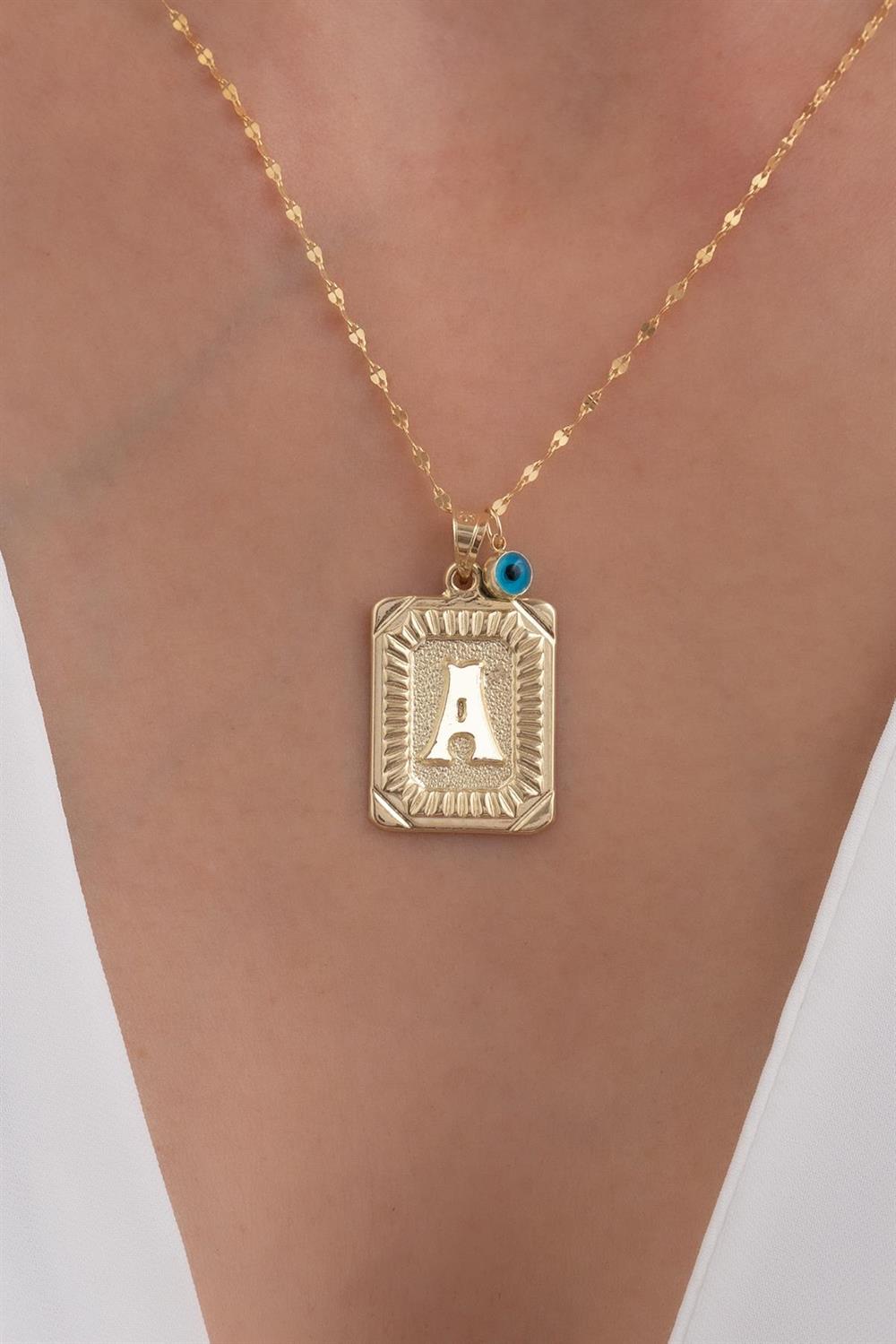 Gold Initial Square Pendant Necklace | Letter pendants, Gold initial, Initial  necklace