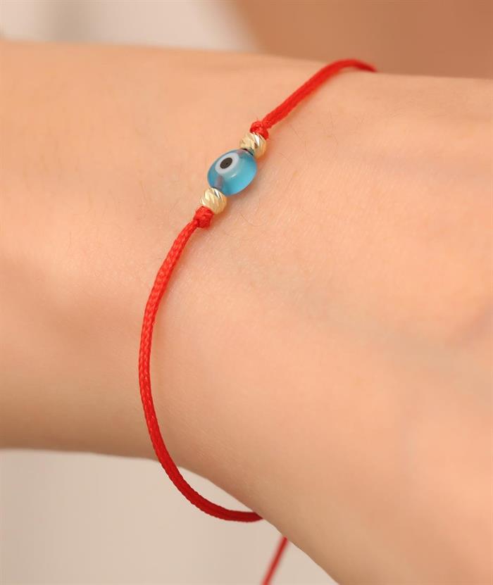 14K Gold Red String Eyed Dorica Bracelet