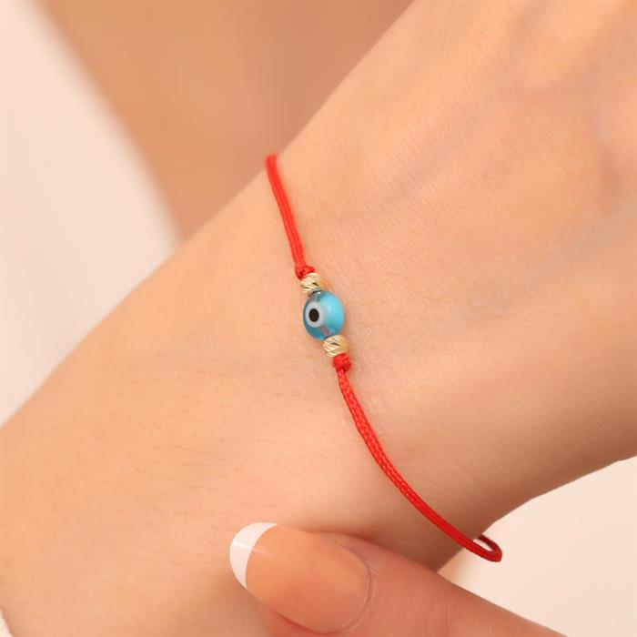 14K Gold Red String Eyed Dorica Bracelet