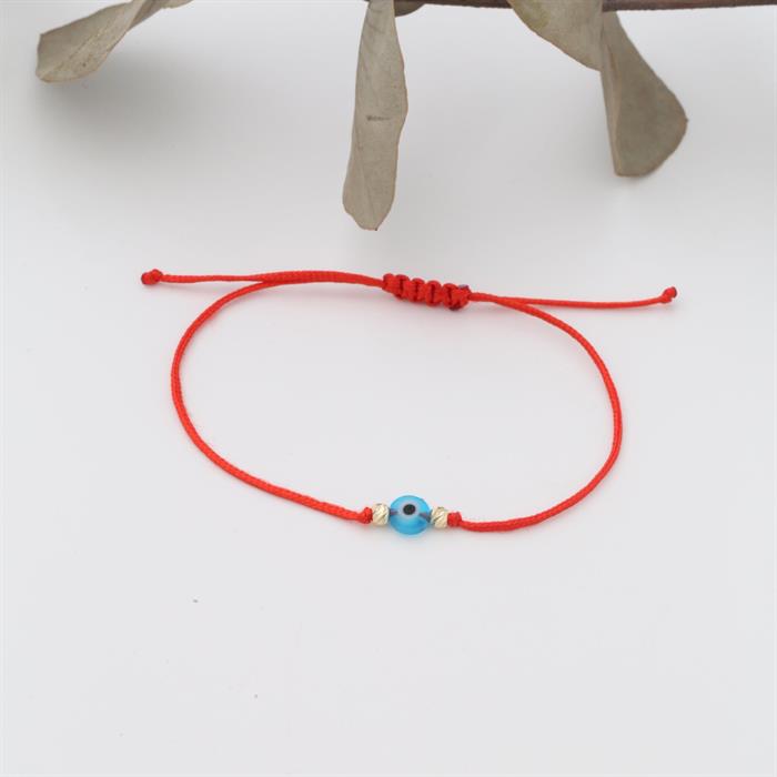 14K Gold Red String Eyed Dorica Bracelet