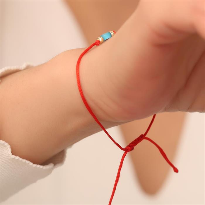 14K Gold Red String Eyed Dorica Bracelet