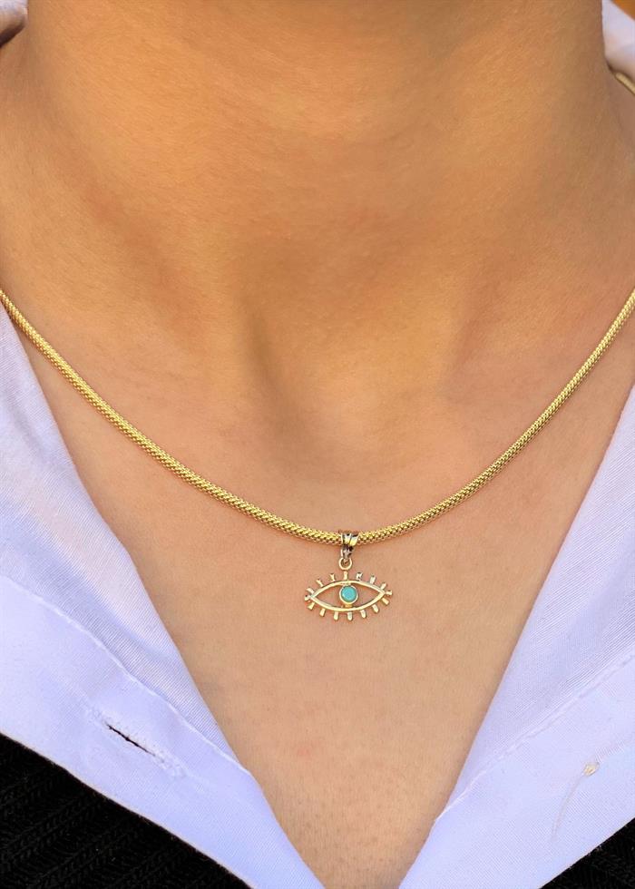 14K Solid Gold Eyelash Eyed Vavelya Necklace