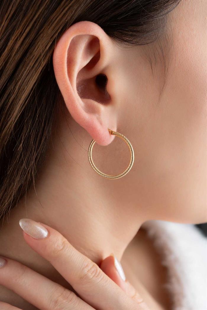 14K Solid Gold Limea Hoop Large Size Earrings