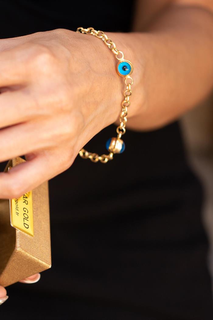 14K Solid Gold Blue Eyed Dog Bracelet