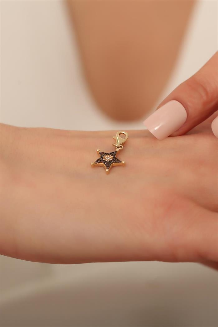 14K Solid Gold Blue Lucens Star Pendant
