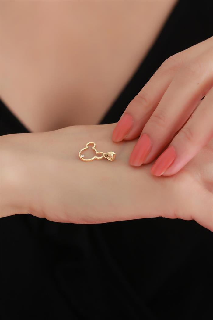 14K Solid Gold Mickey Pendant