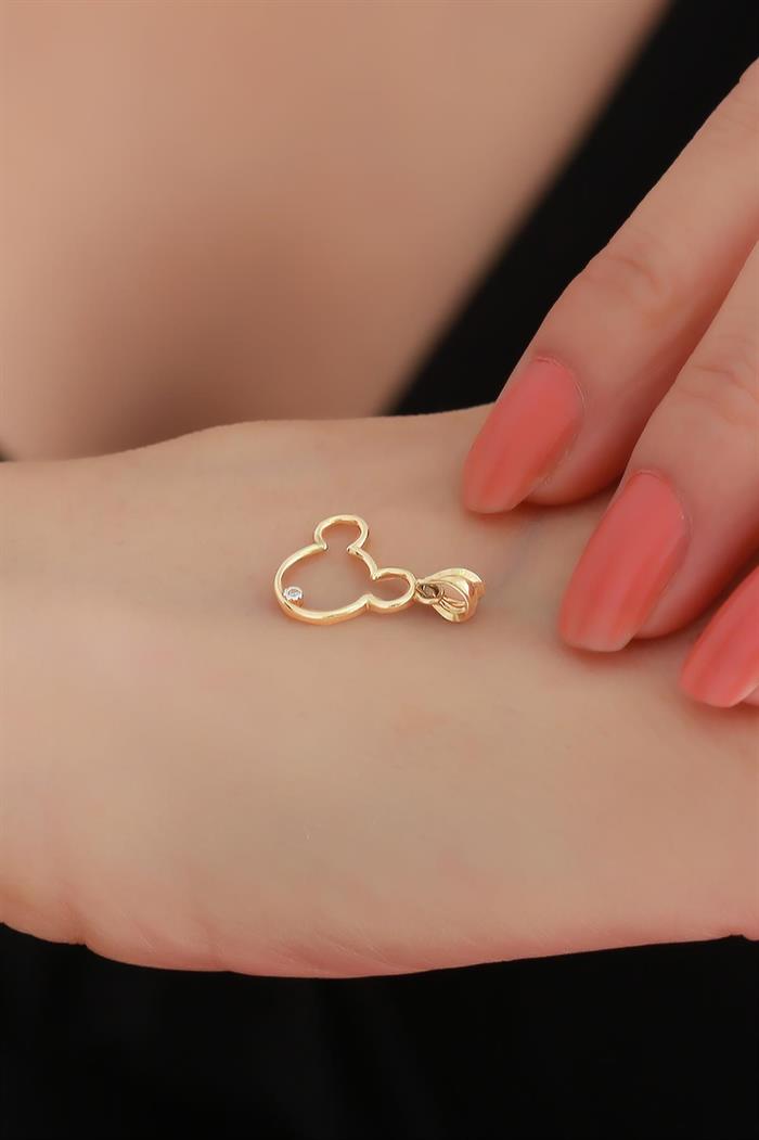 14K Solid Gold Mickey Pendant