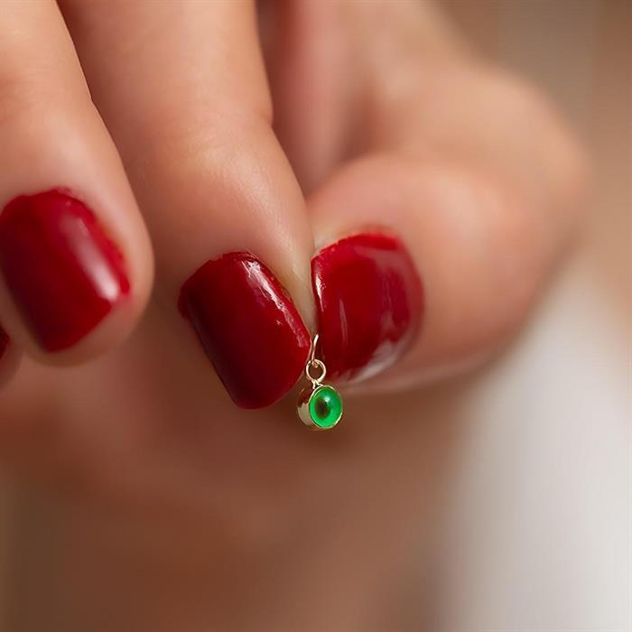 14K Solid Gold Mini Green Eye Bead Pendant