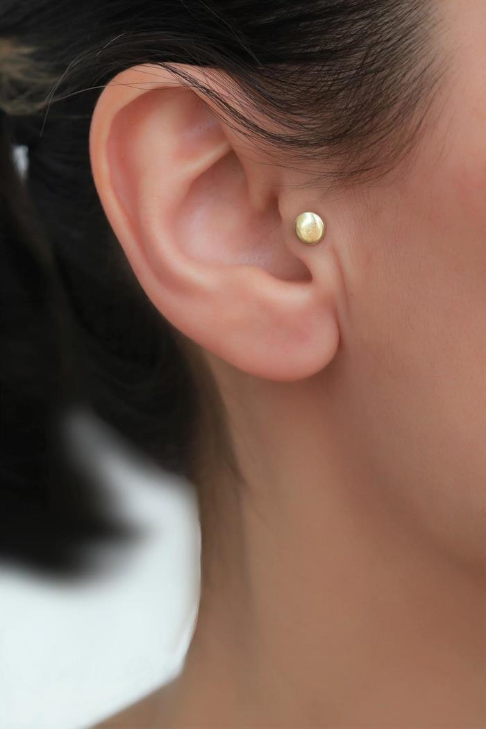 14K Solid Gold Mini Round Tragus Piercing