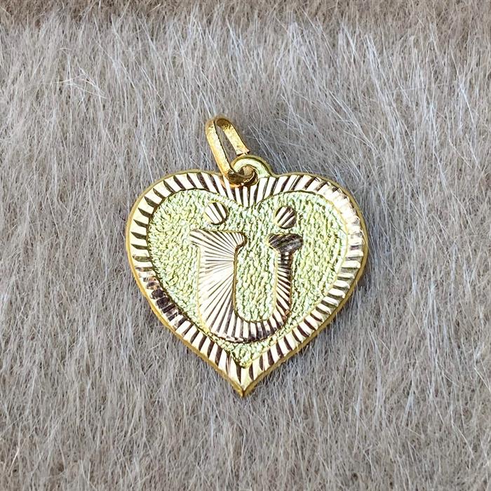 14K Solid Gold Nostalgic Heart Letter U Pendant