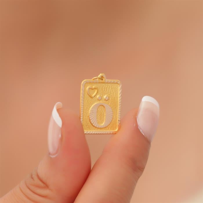14K Solid Gold Nostalgic Square Letter O Pendant