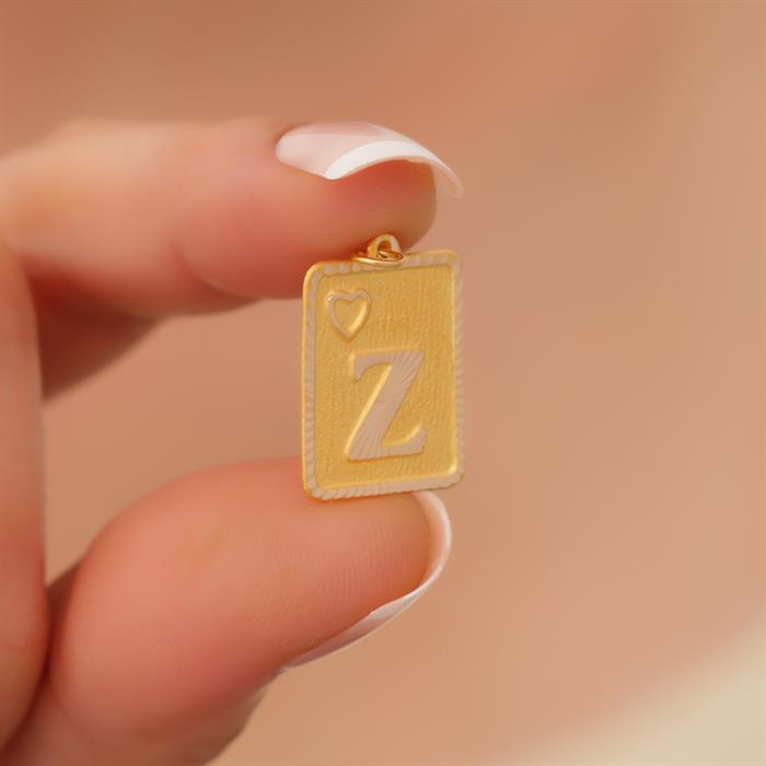 14K Solid Gold Nostalgic Square Z Letter Pendant