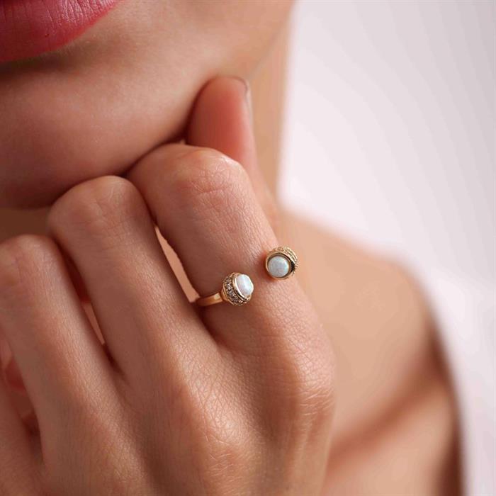 14 Ayar Altın Opal Glow Yüzük