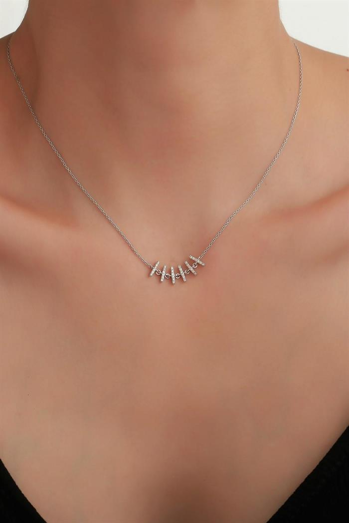 14K Solid Gold Diamond Pelica Stick Necklace