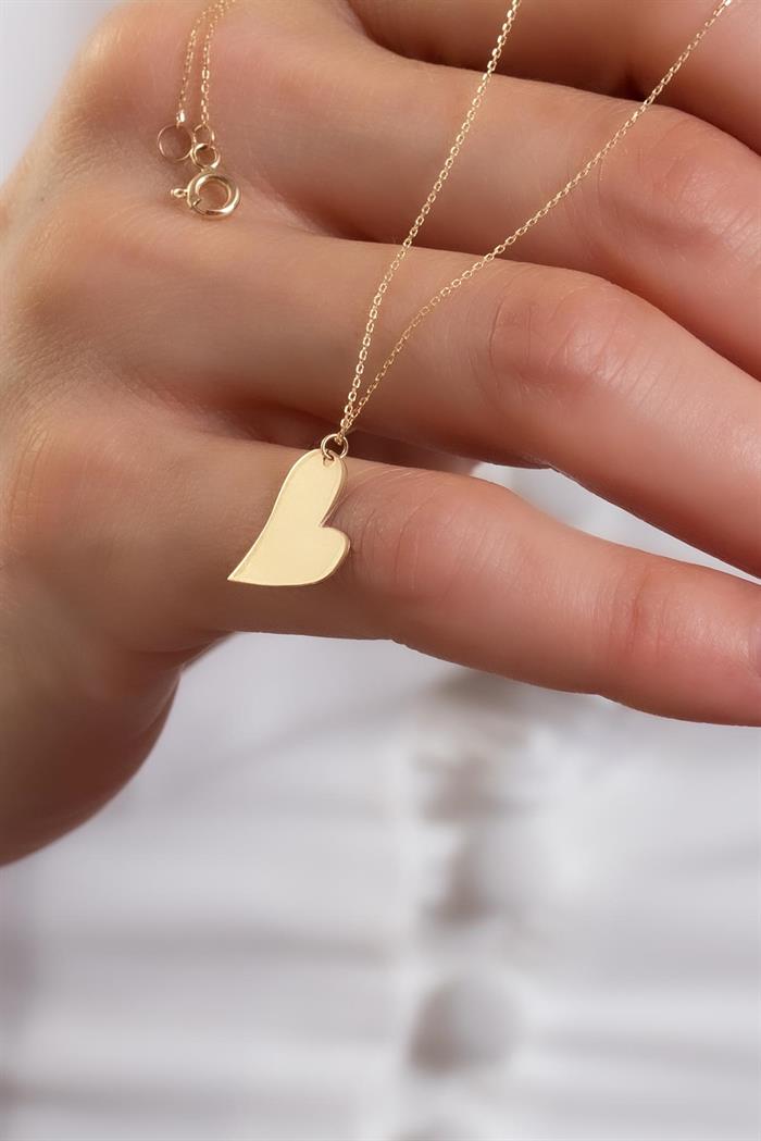 14K Solid Gold Plate Heart Necklace