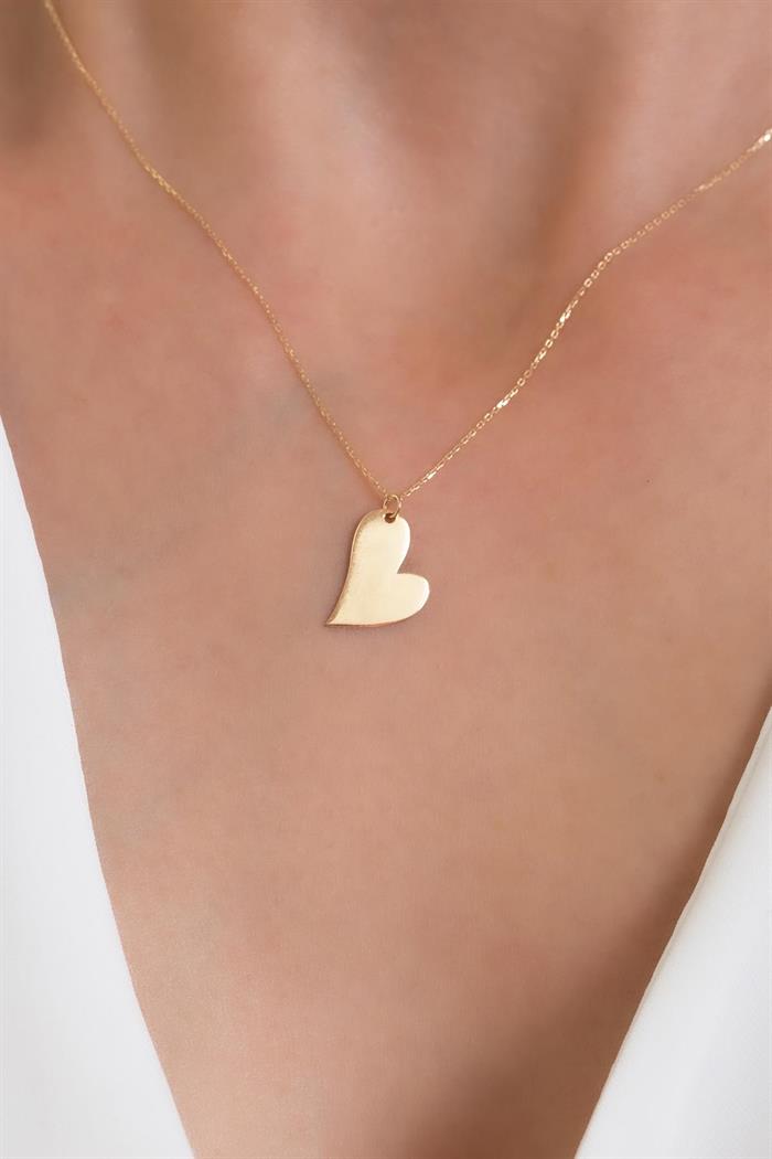 14K Solid Gold Plate Heart Necklace