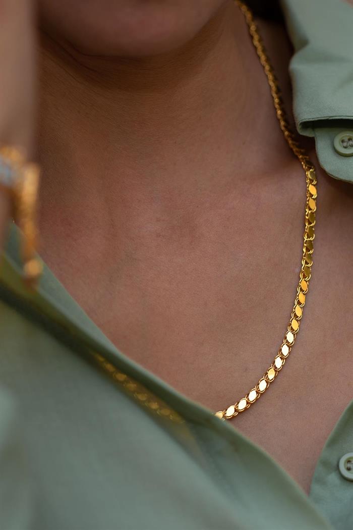 14K Solid Gold Sequin Thick Aleppo Chain Necklace