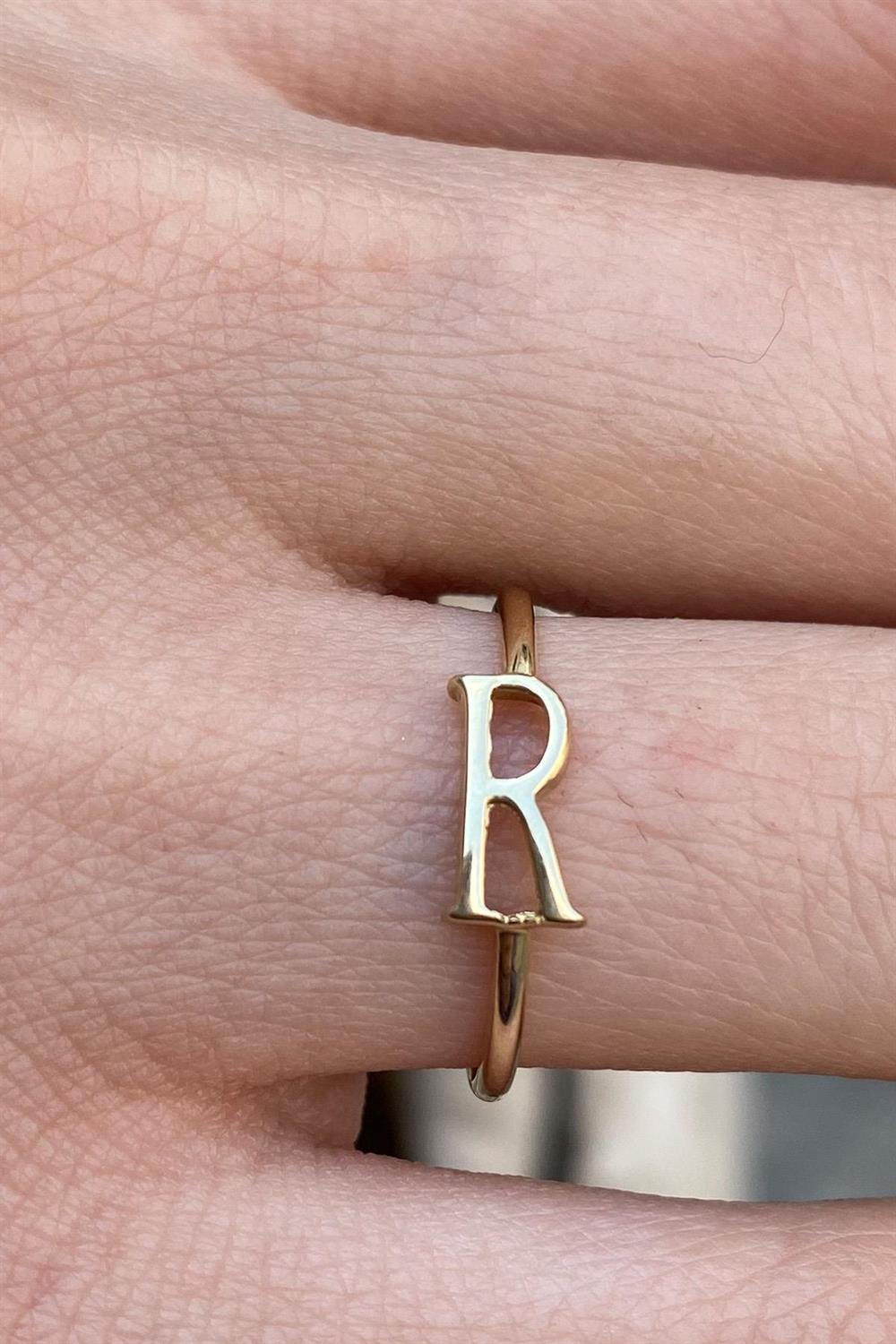 Personalized Name Ring 14K Solid Gold Handmade 4 Letter Name Ring /  Minimalist Ring Real Gold Fine Jewellry / Uniq Design by Likya - Etsy