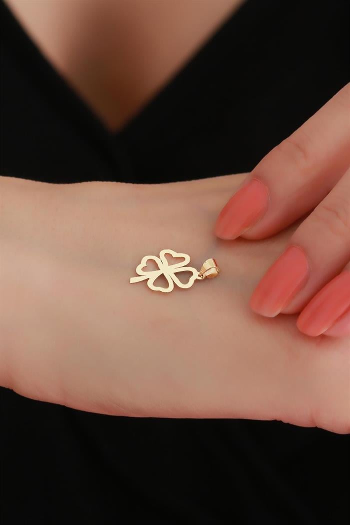 14K Solid Gold Soft Clover Pendant