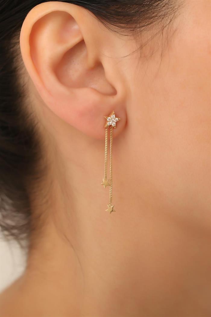 14K Solid Gold Stella Chain Earrings