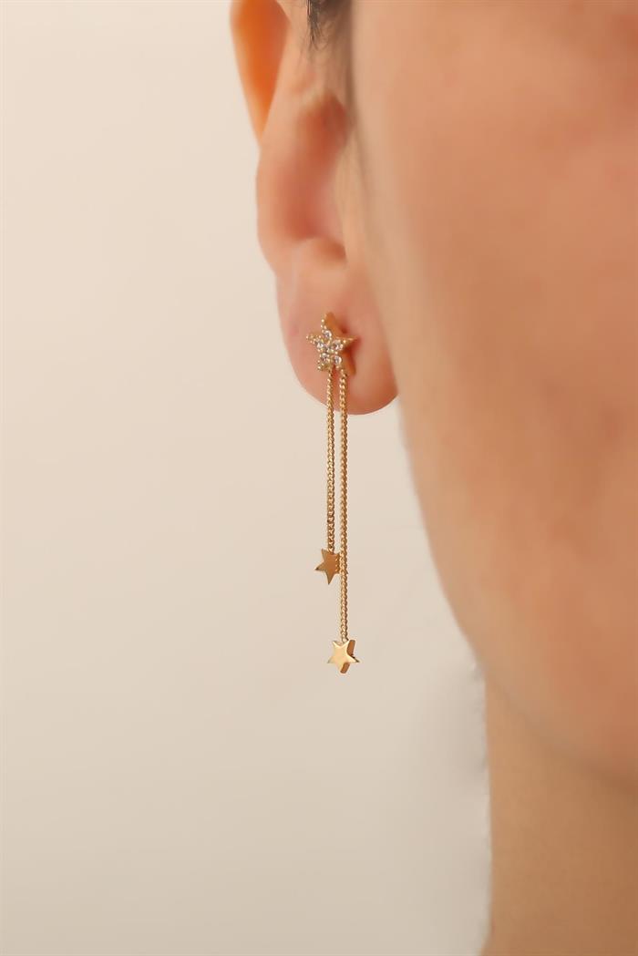 14K Solid Gold Stella Chain Earrings