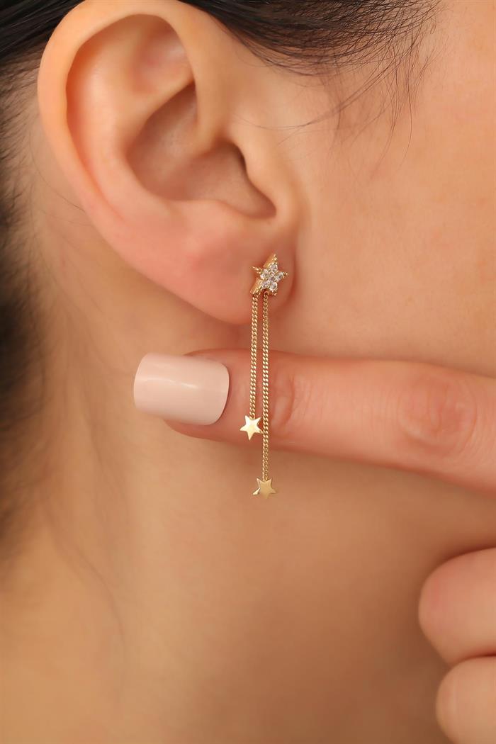 14K Solid Gold Stella Chain Earrings