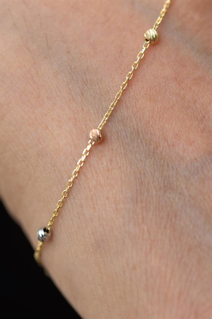 14K Solid Gold Ball Bracelet