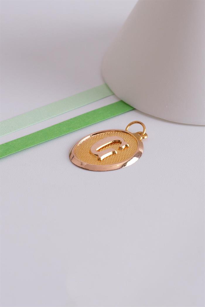 14 Ayar Altın Vintage Oval G Harf Kolye Ucu
