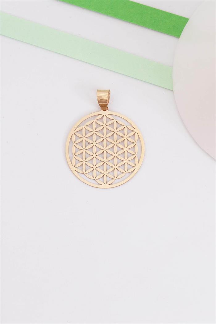 14K Solid Gold Flower of Life Pendant