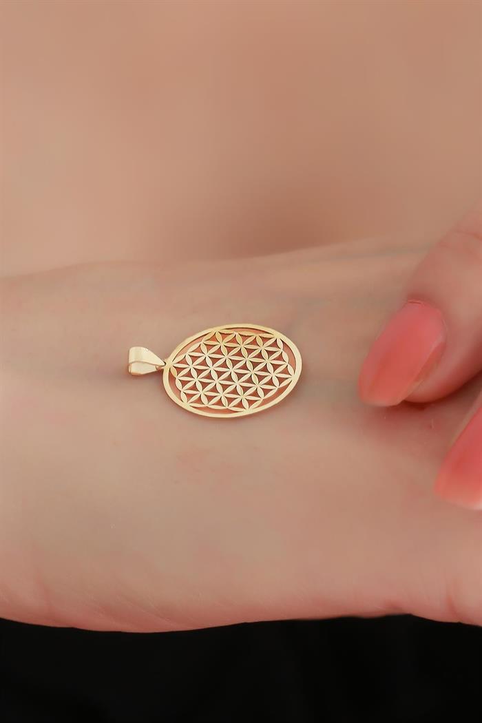 14K Solid Gold Flower of Life Pendant