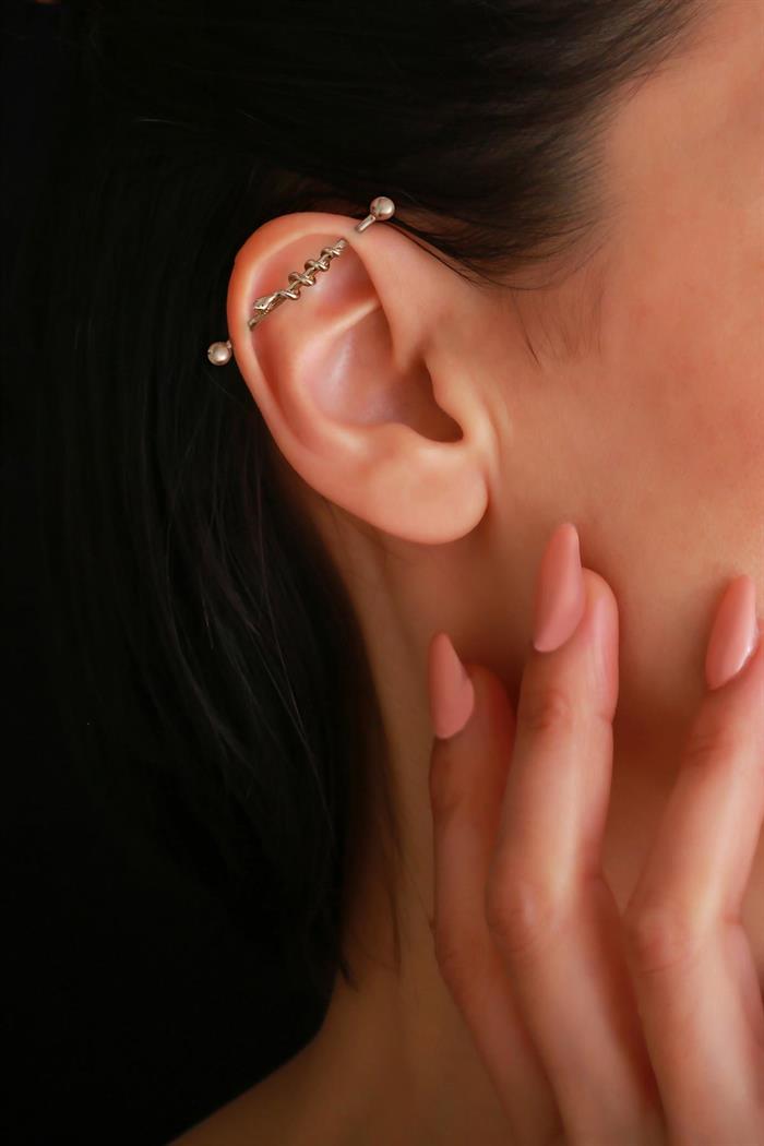 14 Ayar Altın Yılanlı Industrial Piercing