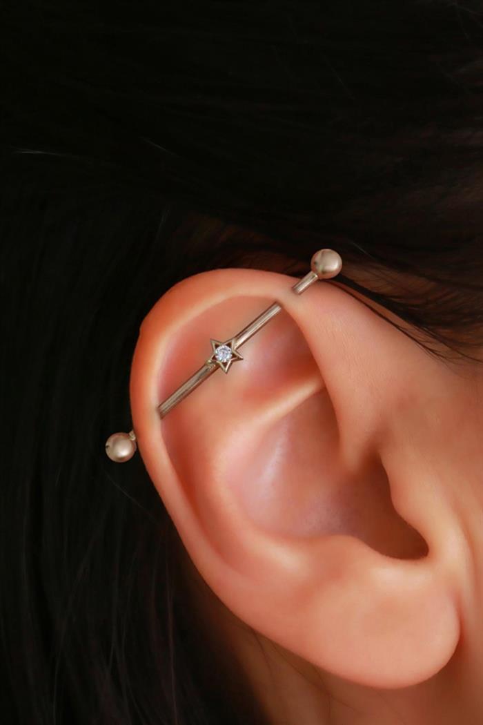 14 Ayar Altın Yıldız Industrial Piercing