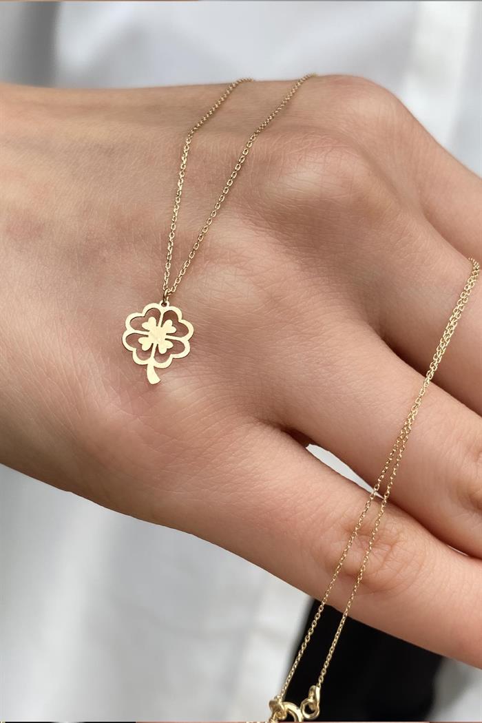 14K Solid Gold Clover Soft Necklace