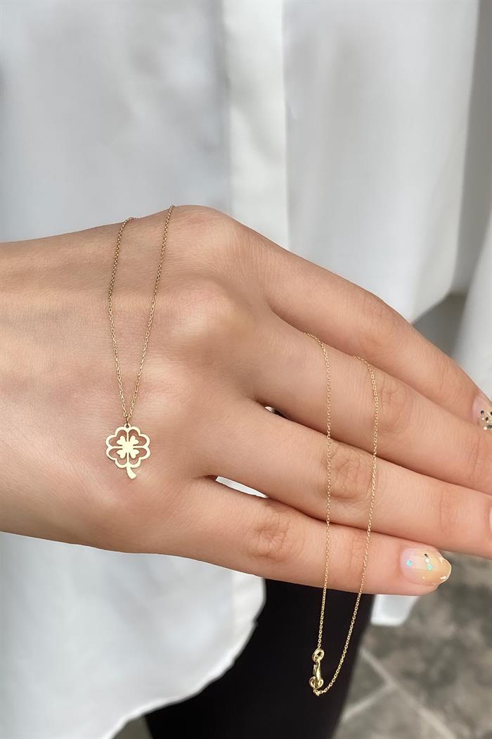 14K Solid Gold Clover Soft Necklace