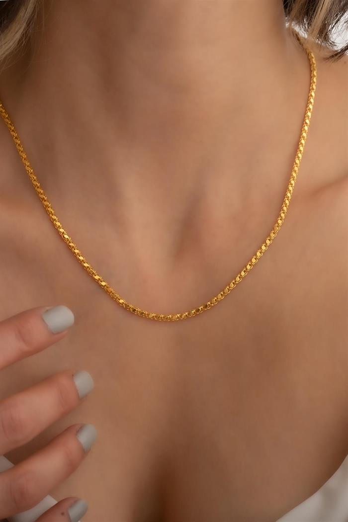 14K Solid Gold Elegant Sequin Aleppo Chain Necklace