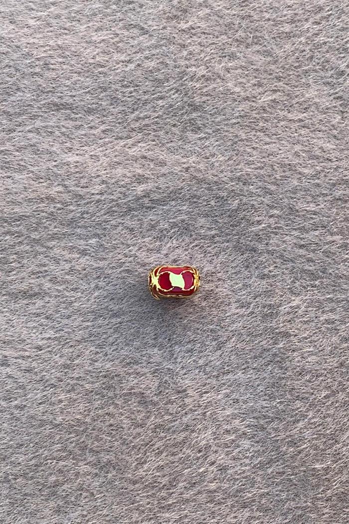 Gold Claret Red Small Size Filigree Hülyam Boncuk