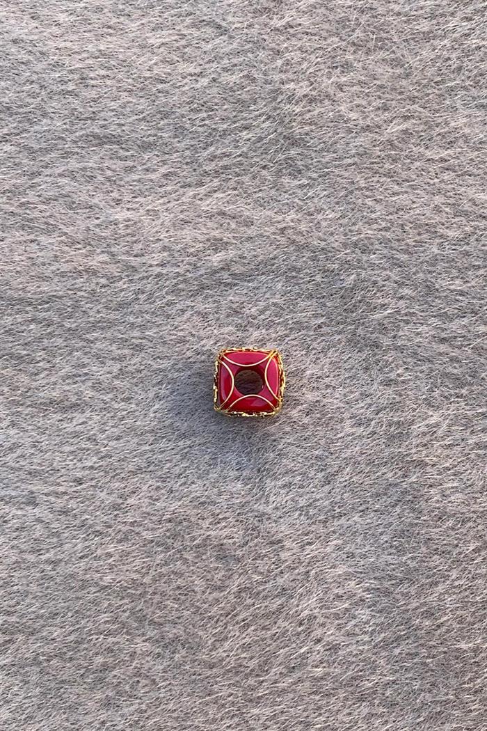 Gold Claret Red Small Size Filigree Hülyam Boncuk