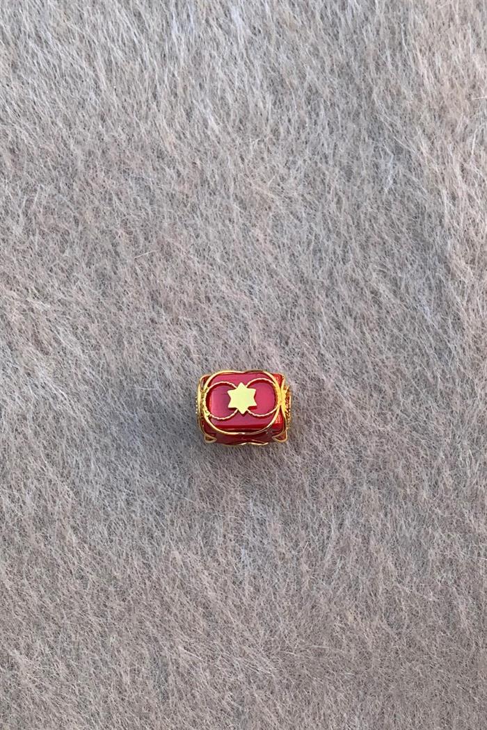 Gold Claret Red Star Medium Size Filigree Hülyam Boncuk