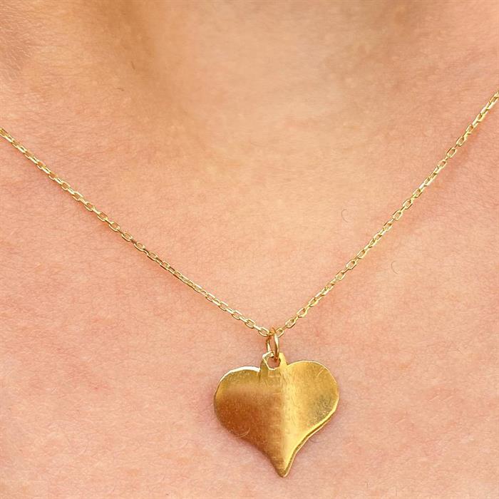  Gold Heart Plate Necklace
