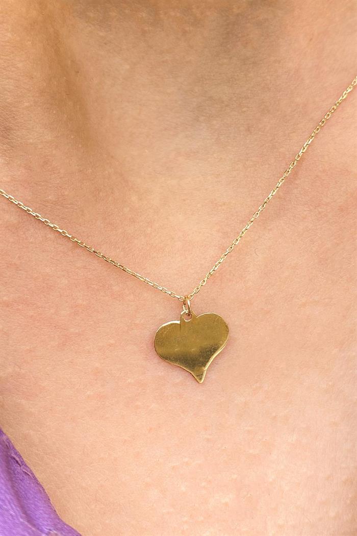  Gold Heart Plate Necklace