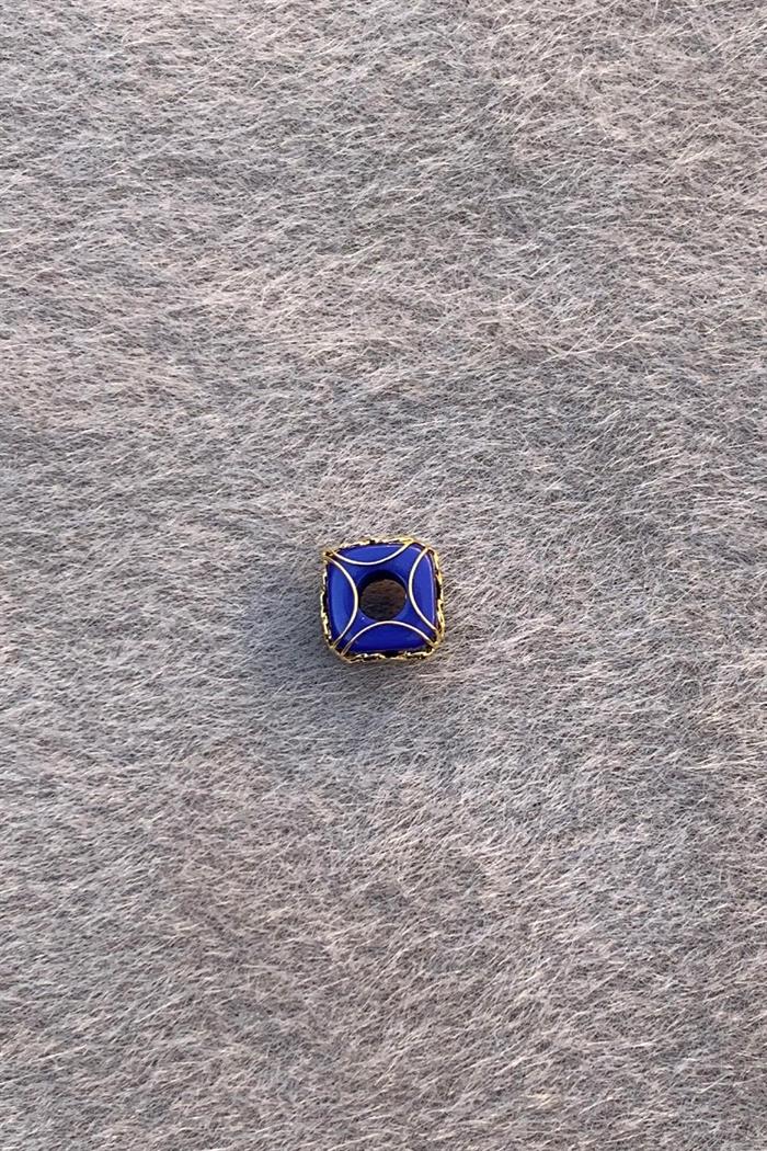 Gold Navy Blue Heart Small Size Filigree Hülyam Beads