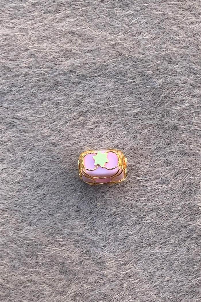 Gold Pink Star Small Size Filigree Hülyam Beads