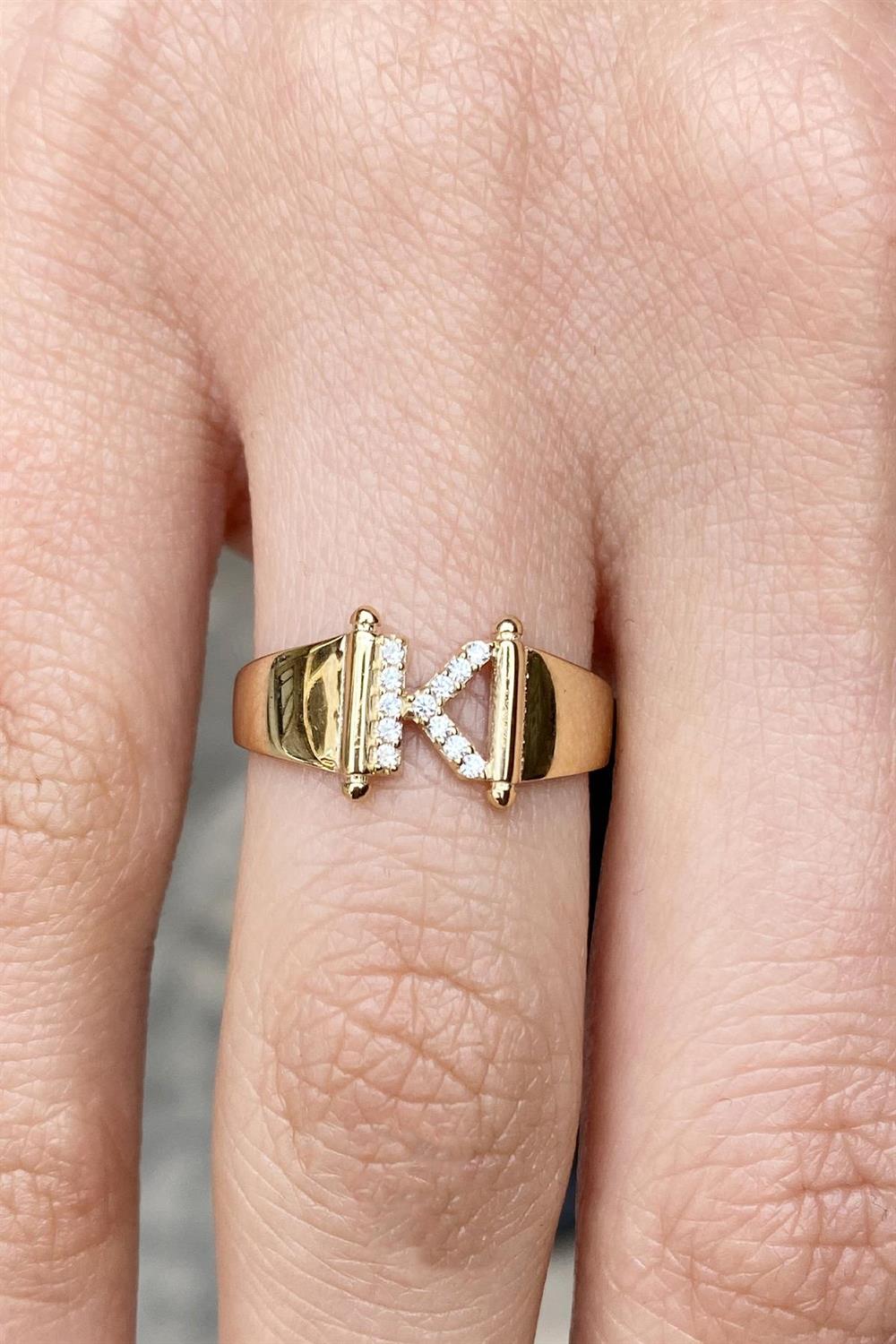Buy quality 916 customisable light weight K Letter gents ring in Ahmedabad