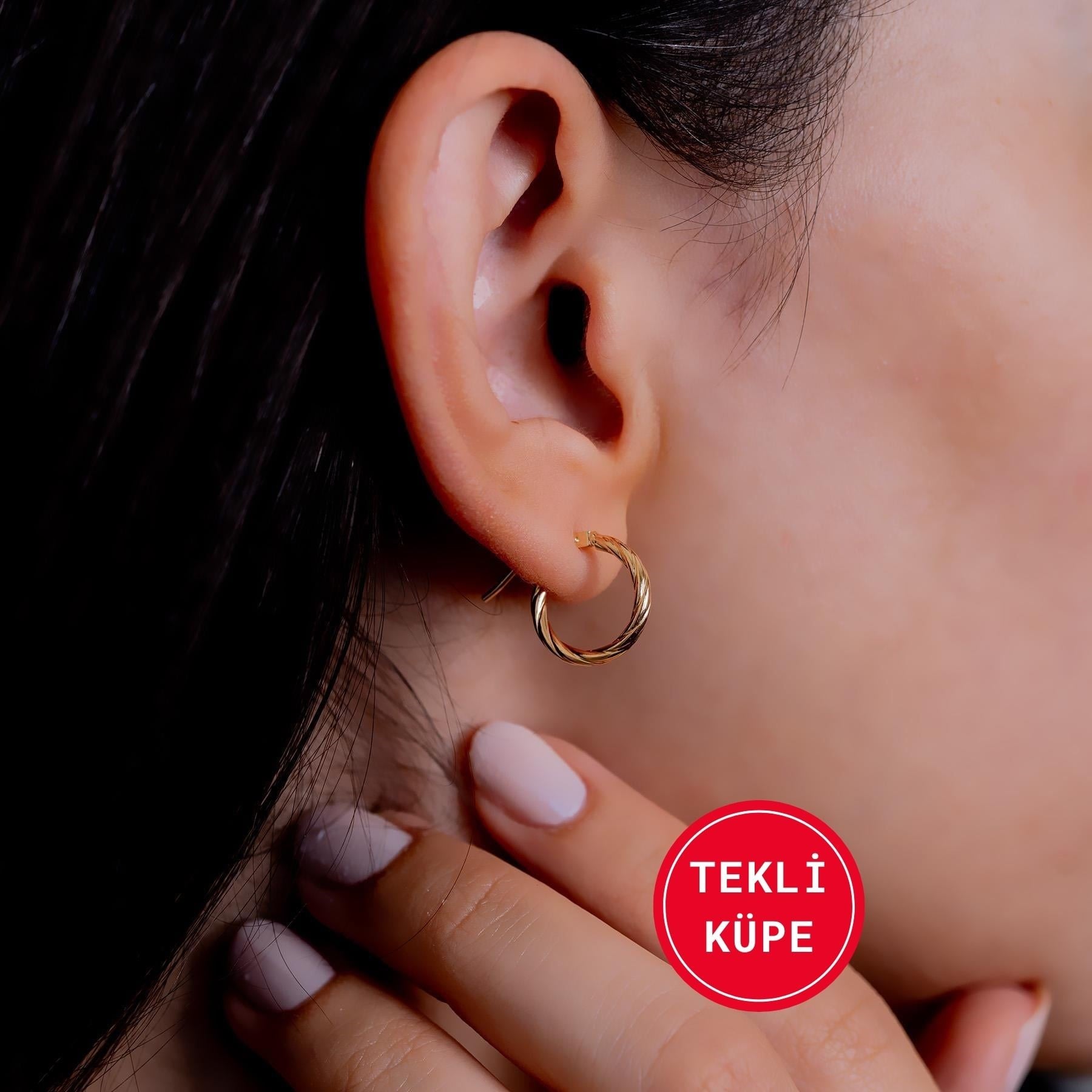 14 Ayar Altın Burgu Tekli Küpe