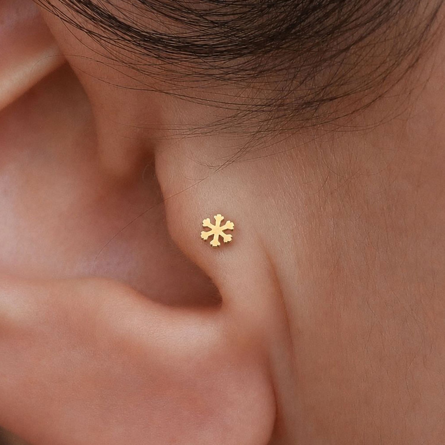 14 Ayar Altın Kar Tanesi Tragus