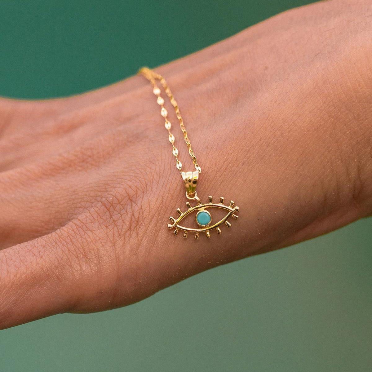 14 Ayar Altın Kirpikli Göz Kolye