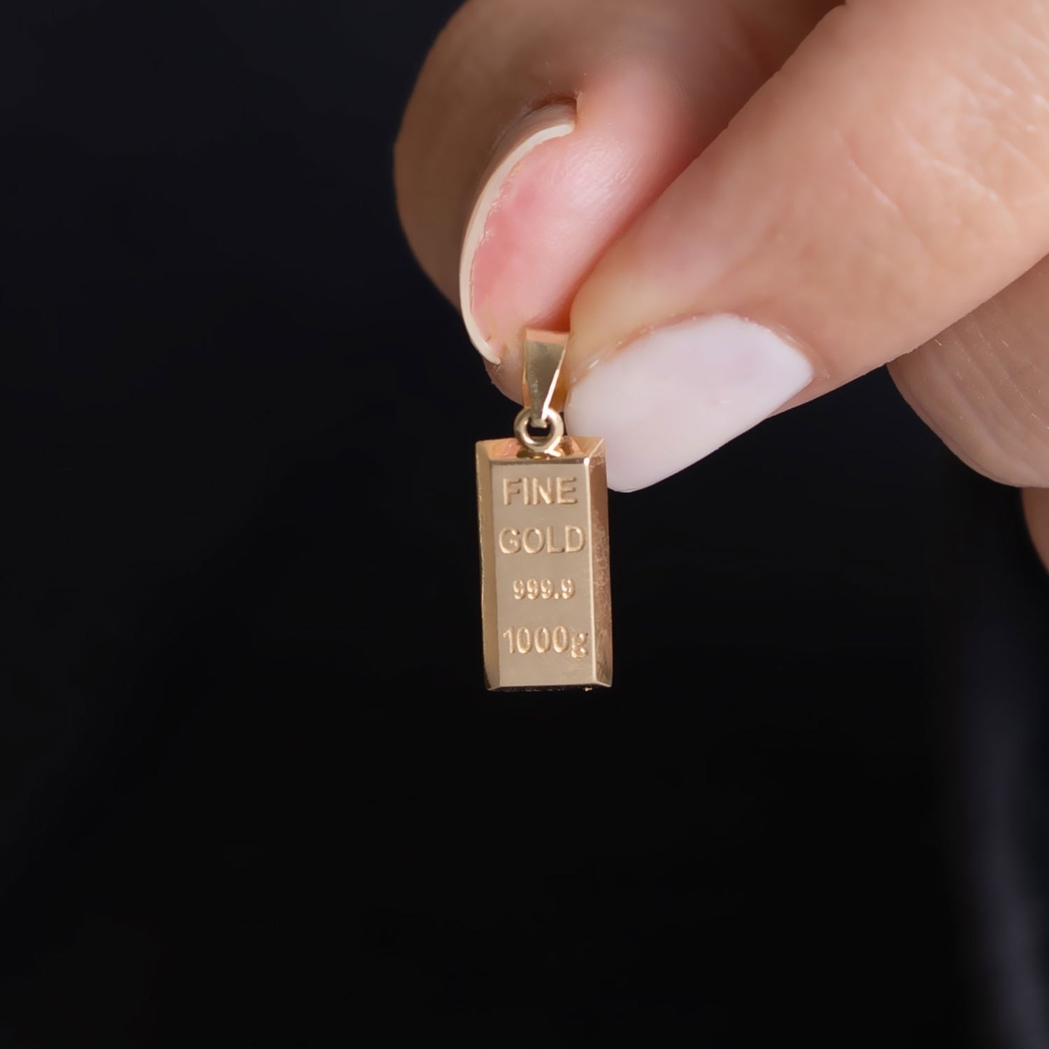 14 Ayar Altın Külçe Kolye Ucu 1,8 cm